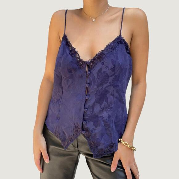 NWT Vintage Victoria's Secret Gold Label Button Cami | Purple Blue | SZ Large - Picture 1 of 10